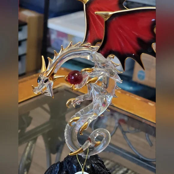 Glass Baron Crystal Ruby Red Wing Dragon - Picture 3 of 12